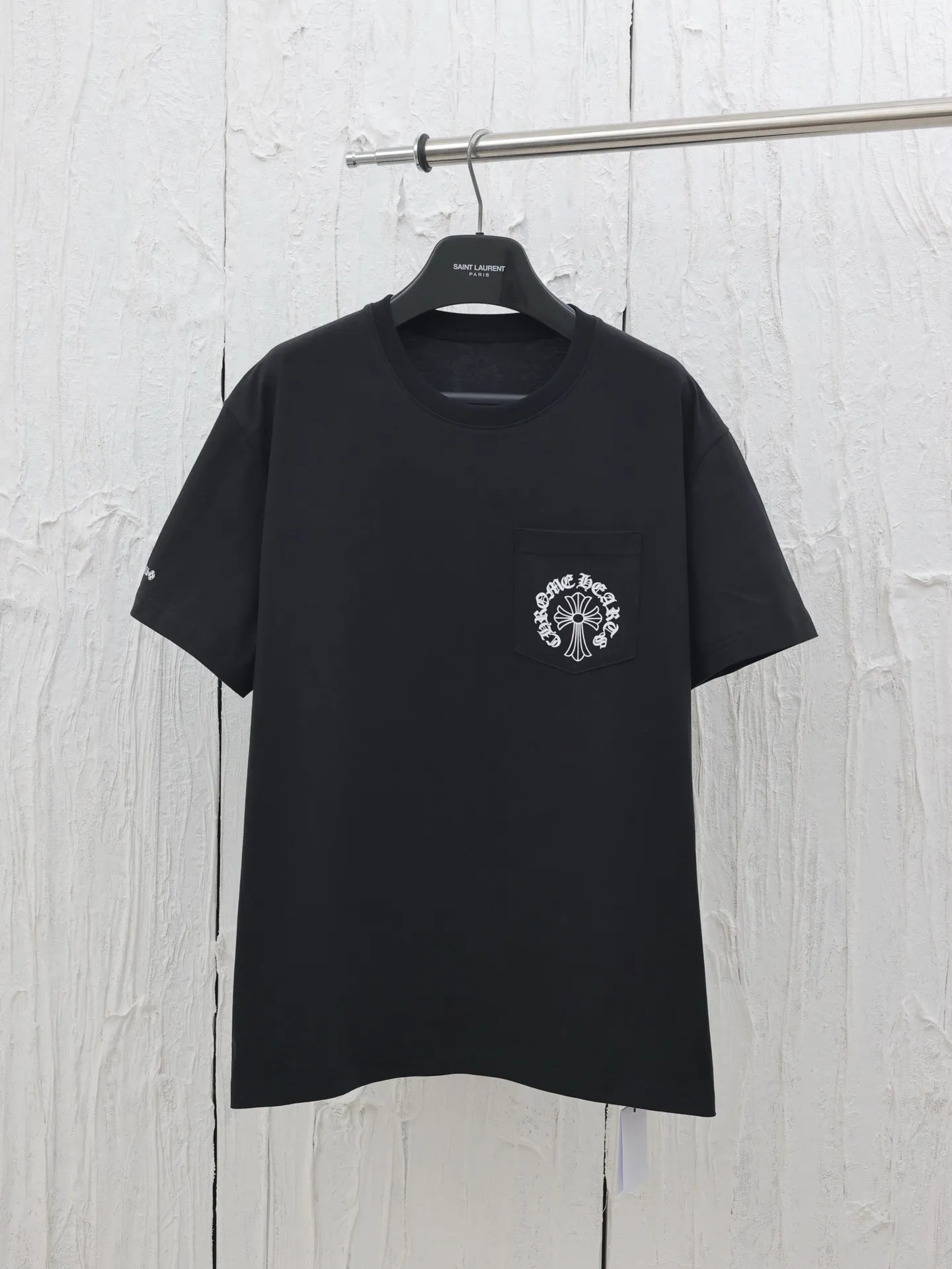 🅿️280 Chrome Hearts*/Chrome Hearts 25 new pocket horseshoe print short-sleeved T-shirt. The fabric is made of 26-woven 200g cotton, and the printing is hand-printed with glue. Customized accessories Size: S/M/L